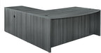 NBF at Work Reversible L-Shaped Executive Office Desk - Durable Gray Laminate Computer Desk with Lockable Two Drawers - Modern Desk with Storage and File Cabinet - Work Desk for Home (71" W, Gray)