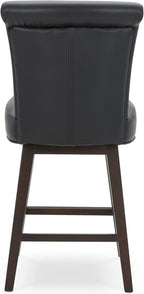 CHITA 26 Inch Counter Height Swivel Bar Stool, FSC Certified Modern Upholstered Faux Leather Swivel Barstool Chair with Back, Black