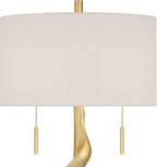 Possini Euro Design Montrose 31 3/4" Tall Sculpture Large Modern Glam Luxury End Table Lamp Pull Chain Gold Finish Marble Single Off-White Shade Living Room Bedroom Bedside Nightstand House Office