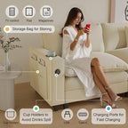 Cloud Couch, Modular Sectional Sofa with Ottoman, Charging Station, Throw Pillows, Cup Holders, Modern Convertible L Shaped Couches for Living Room, Bedroom (White, 116"- U Shape)