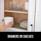 GORILLA GRIP Slip Resistant Drawer and Shelf Liner 2 Pack, Non Adhesive Water Resistant, Easy Clean and Trim, Smooth Surface Liners for Kitchen Cabinet, Shelves, Drawers, Pantry, 12 in x 10 FT, Beige