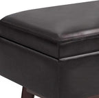 SIMPLIHOME Owen 48 inch Wide Mid Century Modern Rectangle Rectangular Storage Ottoman in Tanners Brown Vegan Faux Leather, Assembled, for the Living Room, Entryway and Family Room
