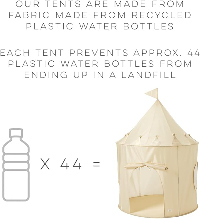 3 Sprouts Kids Play Tent - Sustainable Recycled Fabric – Fun Spacious Childs Playhouse for Indoor Games for Boys & Girls - Durable Fort Pop Up House for Toddlers & Children Age 3-10 - Checkered Beige