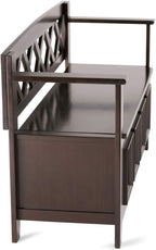 SIMPLIHOME Amherst Entryway Storage Bench - 48 inch Wide Solid Wood Hallway Seat in Hickory Brown, Transitional Bench for Entryway or Living Room with Lift-Up Lid and Spacious Storage