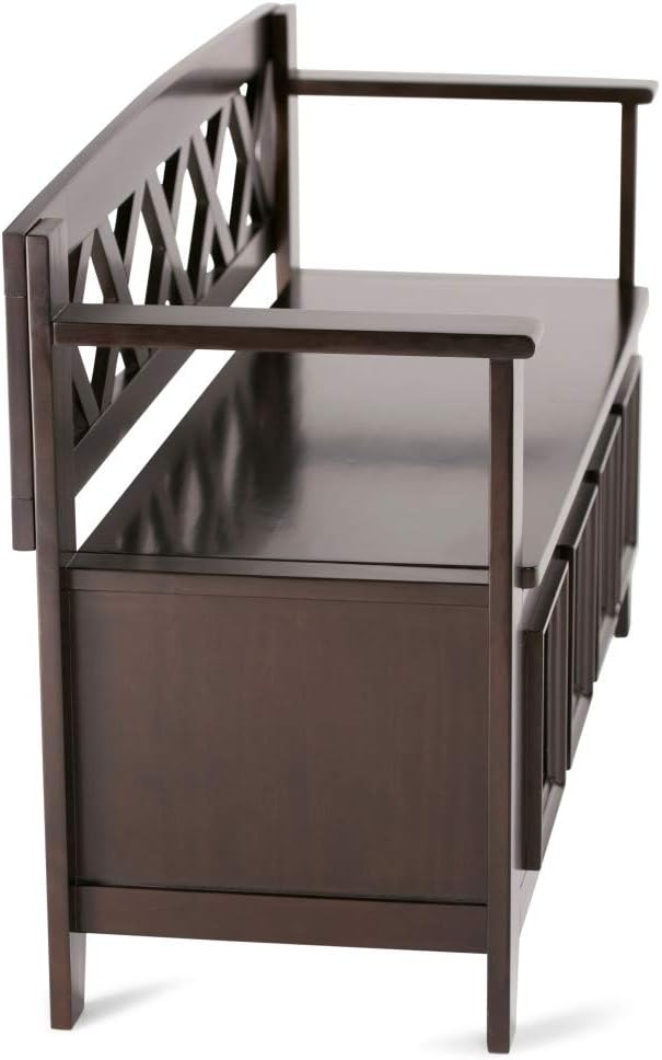 SIMPLIHOME Amherst Entryway Storage Bench - 48 inch Wide Solid Wood Hallway Seat in Hickory Brown, Transitional Bench for Entryway or Living Room with Lift-Up Lid and Spacious Storage
