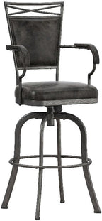 Hillsdale Bridgetown Metal Bar Height Swivel Stool, Pewter