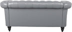 LEVNARY Leather Sofa, Chesterfield Tufted Upholstered 2 Seater Couch, Modern Loveseat Couch Classic Furniture for Living Room Bedroom (Gray)