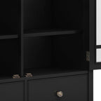 SIMPLIHOME Connaught SOLID WOOD 46 inch Wide Traditional Tall Storage Cabinet in Black for the Living Room, Entryway and Family Room