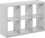 Furinno CUBICLE Book Shelf, 6-Cube Thick Frame Bookshelf, Horizontally & Vertically Reversible Bookcase with Open Back, 14.6 x 43.8 x 30, for Living Room, Bedroom, Home Office, Light Grey
