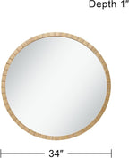 Uttermost Gracia Round Vanity Decorative Wall Mirror Modern Glam Gleaming Warm Gold Leaf Tiled Iron Frame 34" Wide Decor for Bathroom Bedroom Living Room Home House Office Entryway