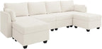 114.17" Modular Sectional Sofa, 6 Seat Sectional Couches with Storage, Memory Foam, Convertible Modular Couch for Living Room, U Shaped Comfy Modular Sofa with Chaise, Beige