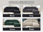 PELUMY 108.7" L-Shaped Modular Sectional Sofa with Oversized Chaise, Cloud Couch with Memory Foam, No Assembly Required Sleeper Sofa for Small Space Living Room, Apartment (Black, Corduroy)