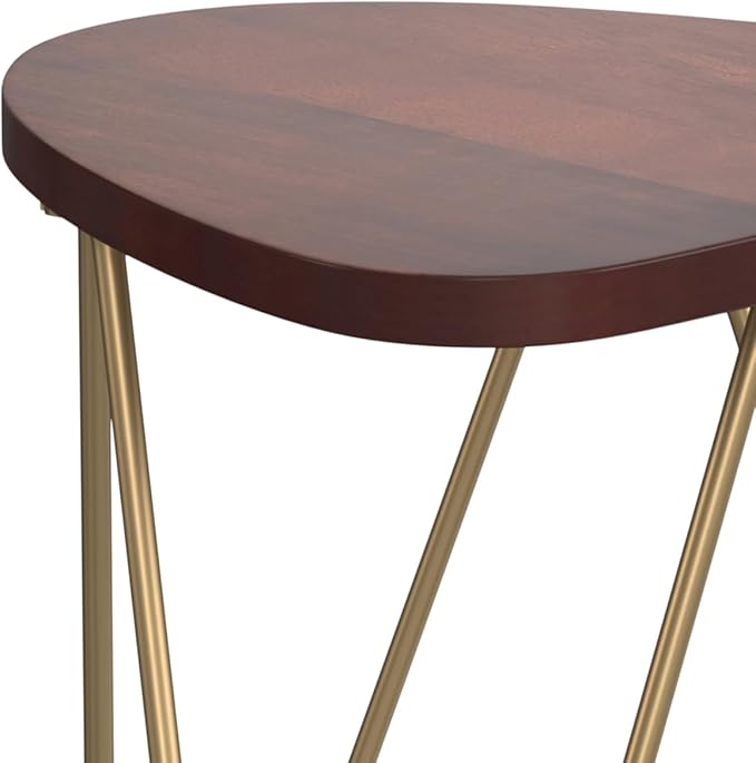 SIMPLIHOME Patrice Modern 18 inch Wide Metal and Wood Accent Side Table in Dark Brown for the Living Room and Bedroom