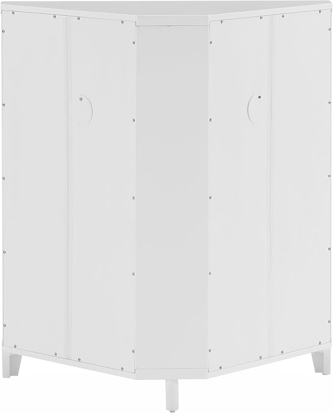 Crosley Furniture Roarke Stackable Corner Pantry Storage Cabinet with Shelves, Kitchen, Dining, Laundry, White