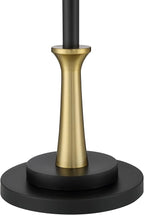Possini Euro Design Burbank Modern Downbridge Floor Lamp 64" Tall Black Brass Gold Metal Linen Drum Shade for Living Room Reading Bedroom Home Office House