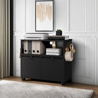 Letaya Mobile 2 Drawer File Cabinet with Lock, Metal Lateral Printer Stand Filing Storage Cabinets with Shelves for Home Office-A4/F4/Letter (Black)