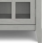 SIMPLIHOME Acadian SOLID WOOD 36 Inch Wide Rustic Entryway Hallway Storage Cabinet in Fog Grey, For the Living Room, Entryway and Family Room