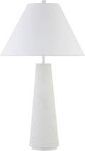 Henn&Hart 27.5'' Transitional 1-Light Table Lamp with Tapered Ceramic Base and White Fabric Cone Shade for Living Room, Bedroom, or Office, Matte White