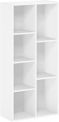 Furinno LUDER Book Shelf, 7-Cube Bookshelf, Bookcase, 9.4 x 19.5 x 41.7, for Living Room, Bedroom, Home Office, White