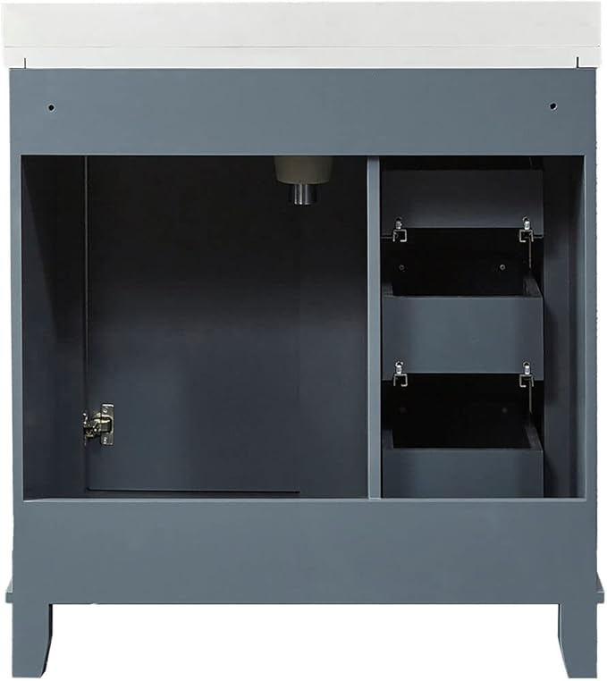 Hanover Ambridge 31'' Vanity Cabinet with Sink Combo for Bathroom, Powder Room | Pre-Assembled Cabinet | 1 Door, 3 Drawers | Artificial Stone Countertop, Gray Cabinet | HANVN0104-31-0GR
