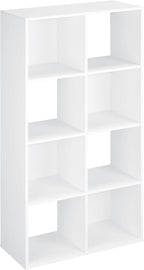 ClosetMaid Cubeicals 8 Cube Storage Shelf Organizer Bookshelf Stackable, Vertical or Horizontal, Easy Assembly, Wood, White