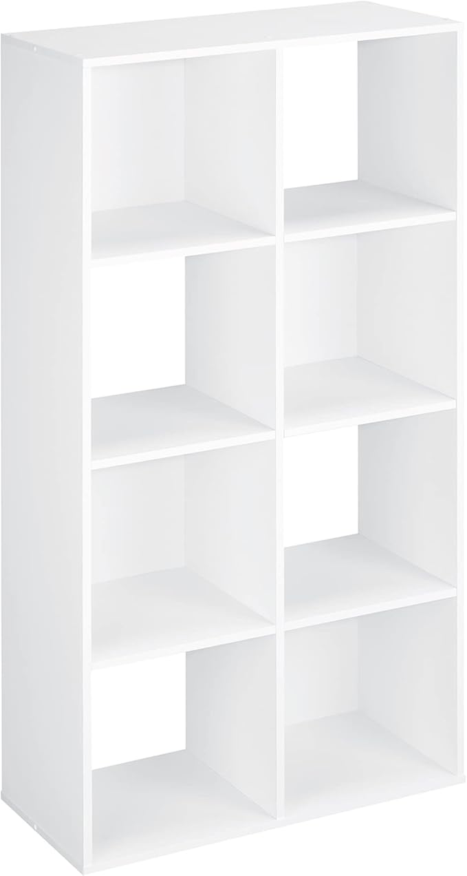 ClosetMaid Cubeicals 8 Cube Storage Shelf Organizer Bookshelf Stackable, Vertical or Horizontal, Easy Assembly, Wood, White