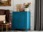 Coffee Bar Cabinet, Metal Sideboard Buffet Cabinet,Metal Storage Cabinet with 2 Doors and Adjustable Shelves for Kitche, Living Room, Entryway, Bathroom,Office (Blue, 31.5" H)
