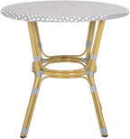 SAFAVIEH PAT4012A Outdoor Collection Sidford Navy and White Rattan Bistro Table