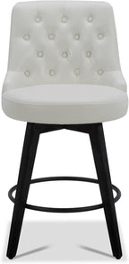 Watson & Whitely Counter Height Bar Stools, Faux Leather Upholstered Modern Swivel Barstool with Back, Solid Wood Legs, 26" H Seat, White