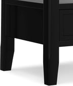 SIMPLIHOME Acadian 19-inch Wide Solid Wood End Table with Drawer and Open Shelf in Black for Living Room, Bedroom, or Entryway