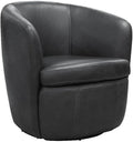 Pemberly Row Vintage Slate All Italian Leather Swivel Club Chair