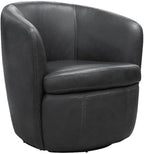 Pemberly Row Vintage Slate All Italian Leather Swivel Club Chair