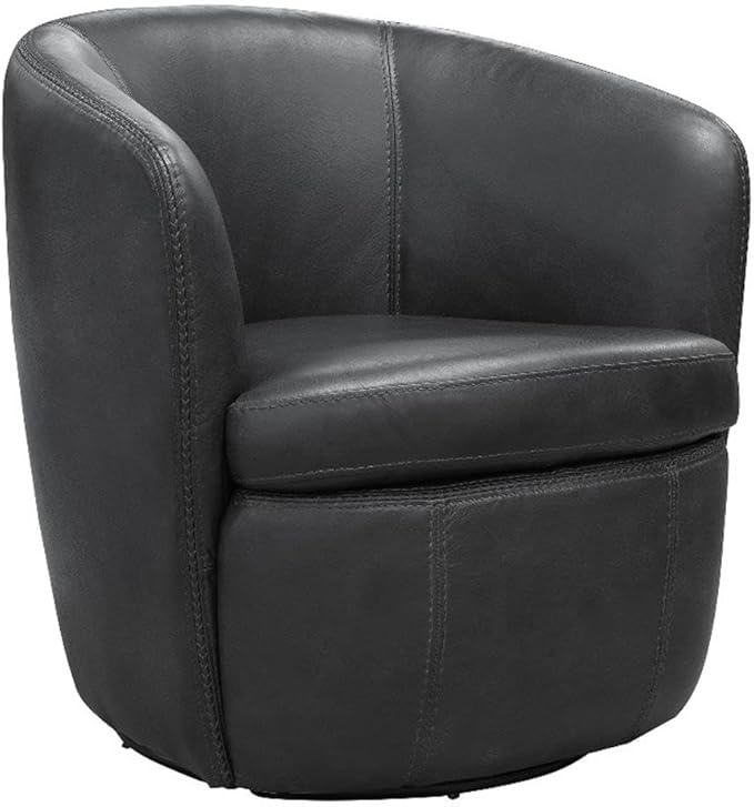 Pemberly Row Set of 2 Vintage Slate All Italian Leather Swivel Club Chair