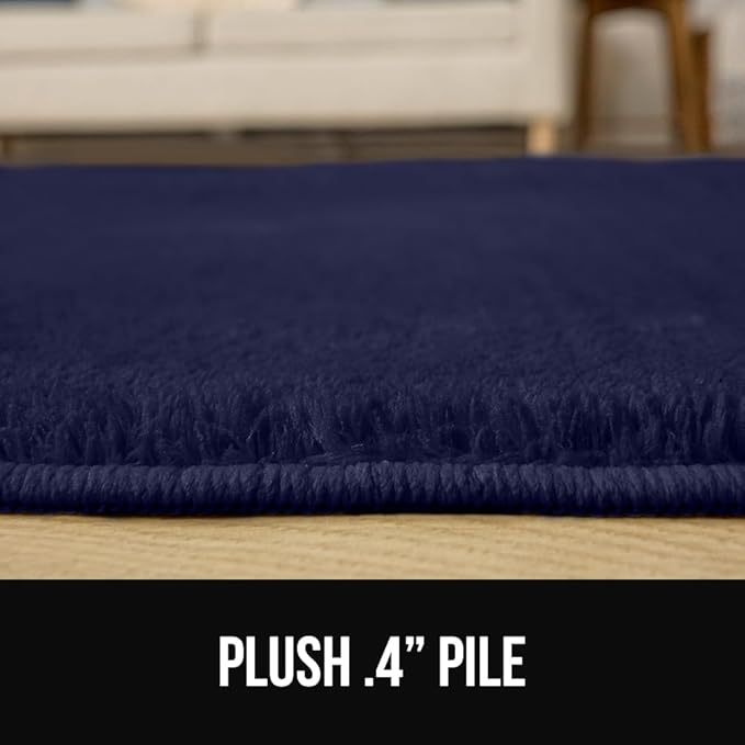 GORILLA GRIP Slip Resistant Soft Washable Stain Resistant Area Rug, Plush Thick Carpet for Nursery, Bedroom, Living Room, Non-Shedding Floor Rugs, Kid and Pet Friendly, Baby Home Decor, 4x6, Navy Blue