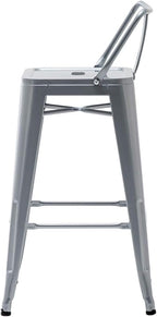 HAOBO Home 26" Low Back Metal Counter Stool Height Bar Stools [Set of 4] Barstools, Silver