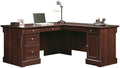 BOWERY HILL Classic Style L-Shaped Office Computer Desk in Cherry with File Drawer, CPU Tower,