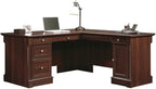 BOWERY HILL Classic Style L-Shaped Office Computer Desk in Cherry with File Drawer, CPU Tower,