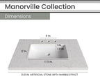 Hanover Manorville 31'' Vanity Cabinet with Sink Combo for Bathroom, Powder Room | Pre-Assembled Cabinet | 2 Doors, Bottom Shelf | Artificial Stone Marble Countertop, White Cabinet | HANVN0101-31-1WH