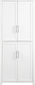 Crosley Furniture Savannah Tall Pantry Storage Cabinet with Shelves, Kitchen, Dining, or Laundry Room, White