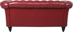 LEVNARY Leather Sofa, Chesterfield Tufted Upholstered 2 Seater Couch, Modern Loveseat Couch Classic Furniture for Living Room Bedroom (Wine Red)