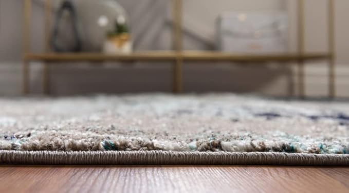 Unique Loom Trellis Frieze Collection Area Rug - Geometric (7' 10" x 10' Oval, Blue Multi/ Ivory)