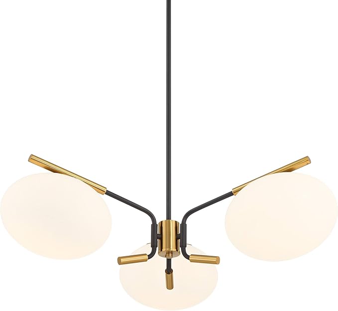 Possini Euro Design Possini Euro Gwynn 26 1/2" Black and Gold 3-Light Modern Chandelier