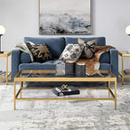 Henn&Hart 54" Wide Rectangular Coffee Table in Brass, Modern coffee tables for living room, studio apartment essentials