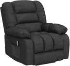 ANJHOME Massage Recliner Chairs with Heat and Vibration,Overstuffed Manual Rocking Reclining Chair for Living Room Bedroom (Grey)