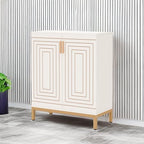 Tribesigns Shoe Cabinet with Doors, 20 Pairs Entryway Shoe Storage Cabinet with Shelves, 5-Tier Modern Free Standing Shoe Racks Storage Organizer for Closet, Living Room, Bedroom (White/Gold)