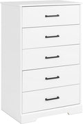 Prepac Rustic Ridge Farmhouse Dresser, White Dresser for Bedroom, Chest of Drawers with 5 Drawers 18.5" D x 27.5" W x 43.5" H, WBDR-1605-1