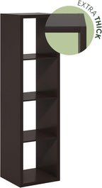 Furinno CUBICLE Book Shelf, 4-Cube Vertical Thick Frame Bookshelf, Horizontally & Vertically Reversible Bookcase with Open Back, 14.6 x 15.9 x 58, for Living Room, Bedroom, Home Office, Black Dark Oak