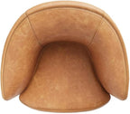 Pemberly Row Genuine Italian Leather Brown Swivel Club Chair (Two Pack)