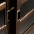 SIMPLIHOME Burlington SOLID WOOD 40 inch Wide Transitional Medium Storage Cabinet in Mahogany Brown, with 2 Tempered Glass Doors that open to 4 Adjustable Shelves