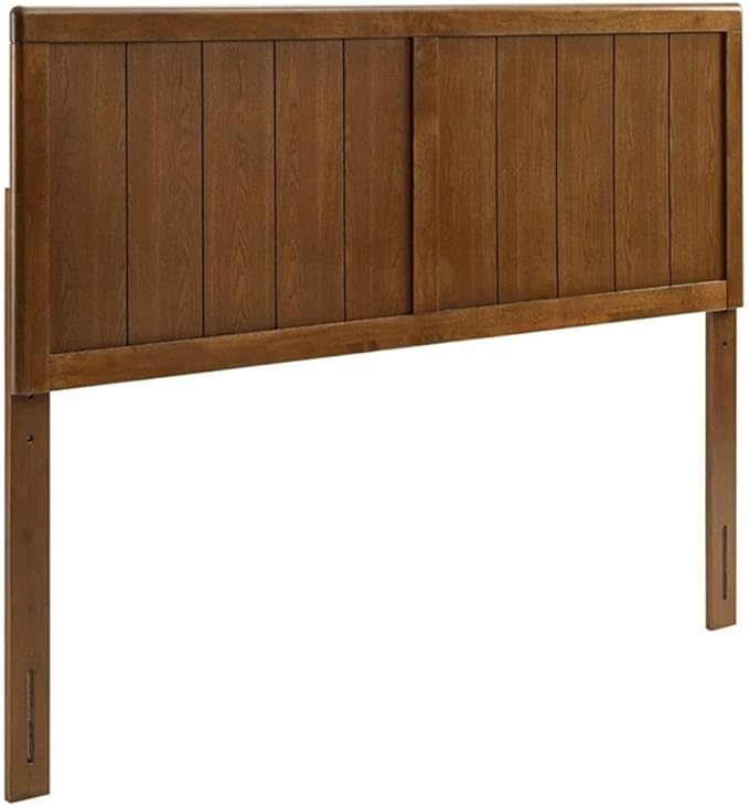 Pemberly Row Full Modern Rubberwood and MDF Headboard in Walnut